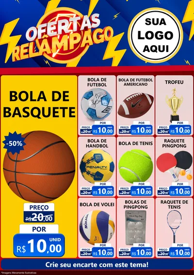Modelo de Encarte para Encarte A4 Vertical com o tema Ofertas Relâmpago para Artigos Esportivos