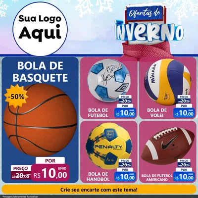 Modelo de Rede Social para Feed Facebook com o tema Ofertas de Inverno para Artigos Esportivos