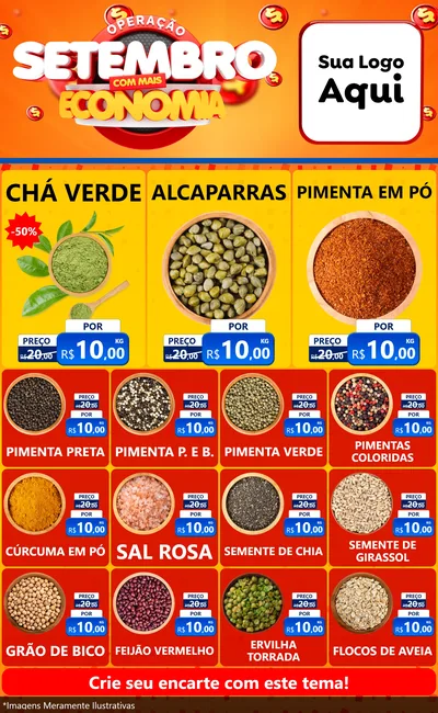 Modelo de Encarte para Encarte Grande com o tema Operação Setembro Com Muita Economia para Produtos Naturais