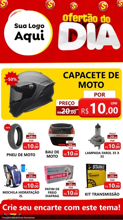 Modelo de Rede Social para Stories com o tema Ofertão do dia para Moto peças