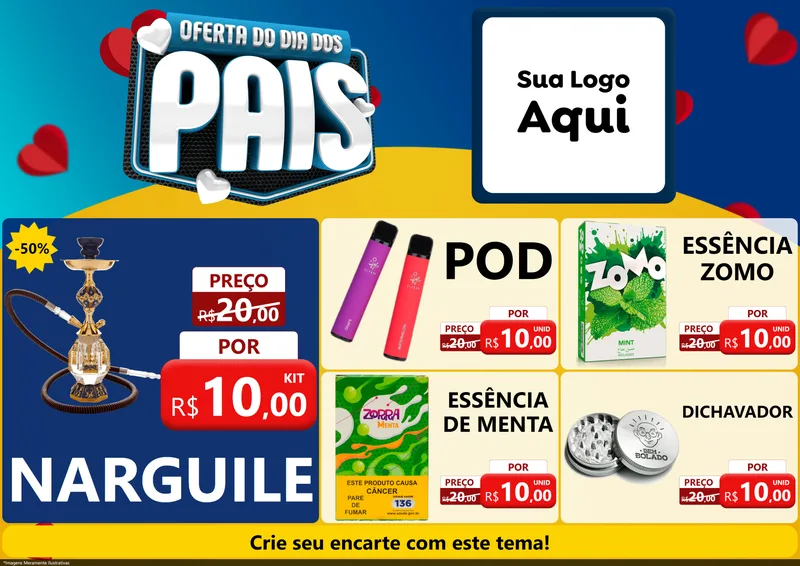 Modelo de Encarte para Encarte A4 Horizontal com o tema Oferta Do Dia Dos Pais para Tabacaria