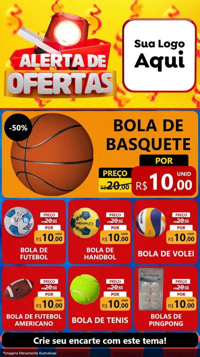 Modelo de Rede Social para Stories com o tema Alerta de Ofertas para Artigos Esportivos