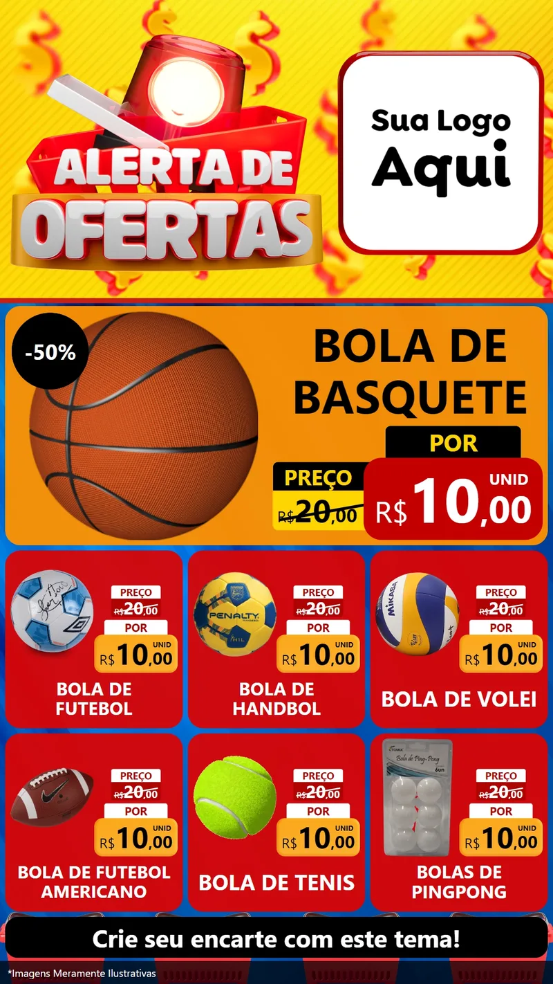 Modelo de Rede Social para Stories com o tema Alerta de Ofertas para Artigos Esportivos