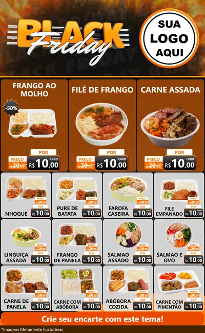 Modelo de Encarte para Encarte Grande com o tema Black Friday para Restaurante