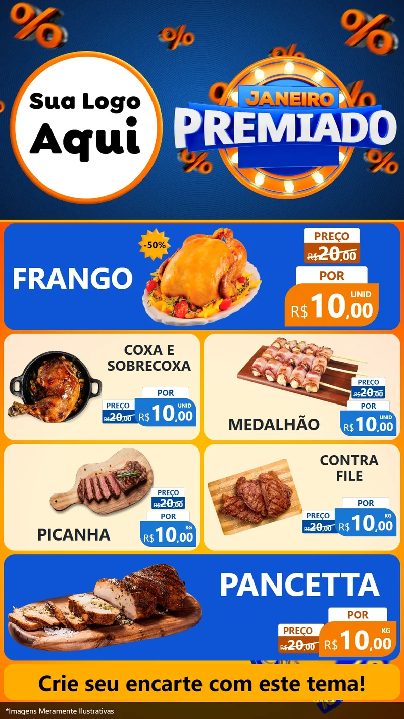 Modelo de TV para TV Vertical com o tema Janeiro Premiado para Assados