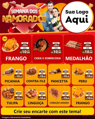 Modelo de Rede Social para Feed Instagram com o tema Semana dos Namorados para Assados