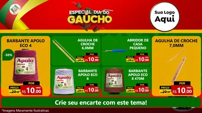 Modelo de TV para TV Horizontal com o tema Especial Dia do Gaúcho para Armarinho e Aviamentos