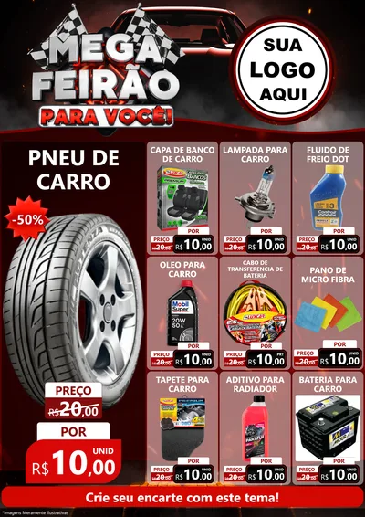 Modelo de Encarte para Encarte A4 Vertical com o tema Mega Feirão Para Você! - Autopeças para Auto peças