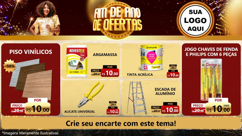 Modelo de TV para TV Horizontal com o tema Fim de Ano de Ofertas para Material para Construção