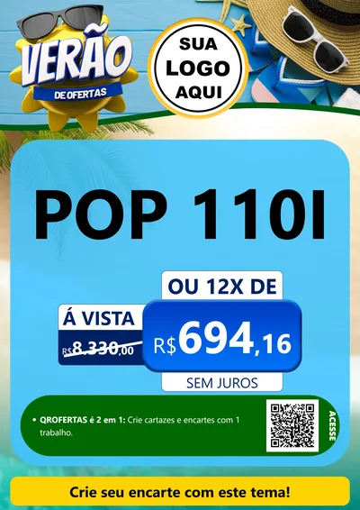 Modelo de Cartaz para Cartaz A4 Vertical com o tema Verão de Ofertas para Concessionaria de Motos