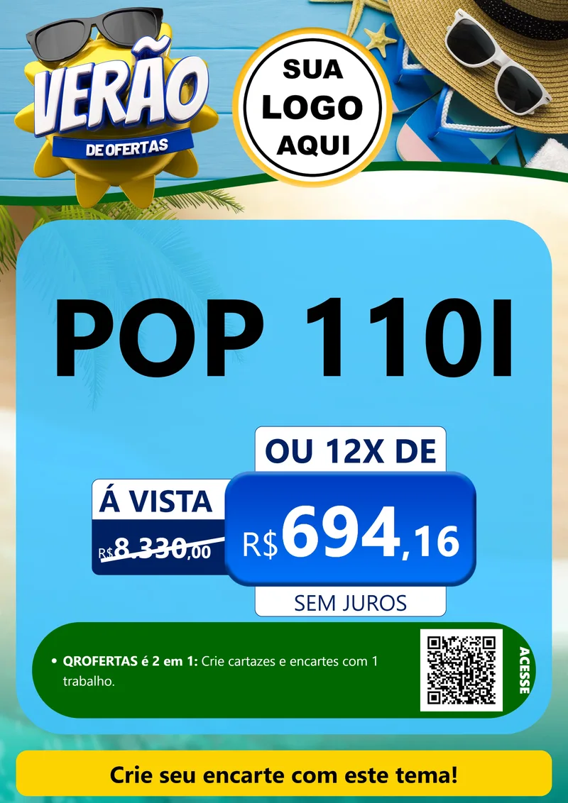 Modelo de Cartaz para Cartaz A4 Vertical com o tema Verão de Ofertas para Concessionaria de Motos
