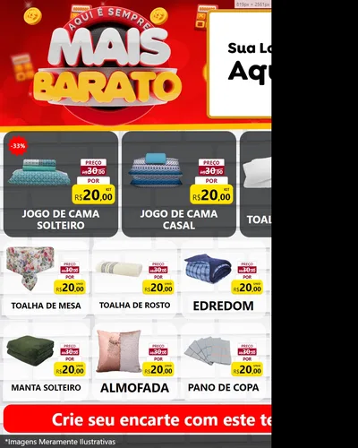 Modelo de Rede Social para Feed Instagram com o tema Mais Barato para Cama, Mesa e Banho