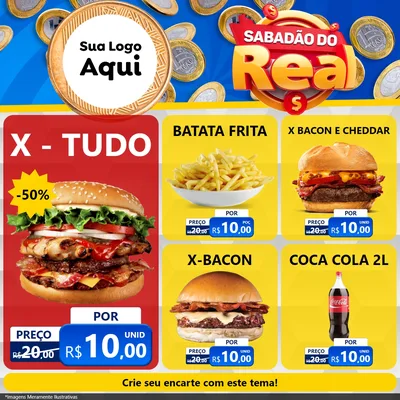 Modelo de Rede Social para Feed Facebook com o tema Sabadão do Real para Hamburgueria