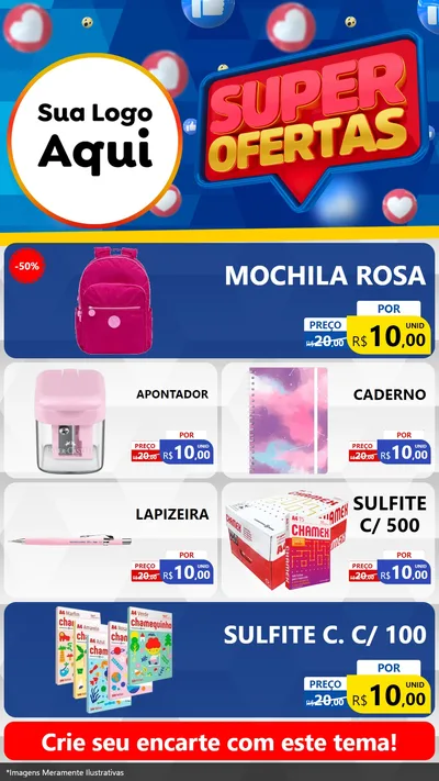 Modelo de TV para TV Vertical com o tema Super Ofertas para Papelaria