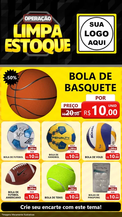 Modelo de Rede Social para Stories com o tema Operação Limpa Estoque para Artigos Esportivos