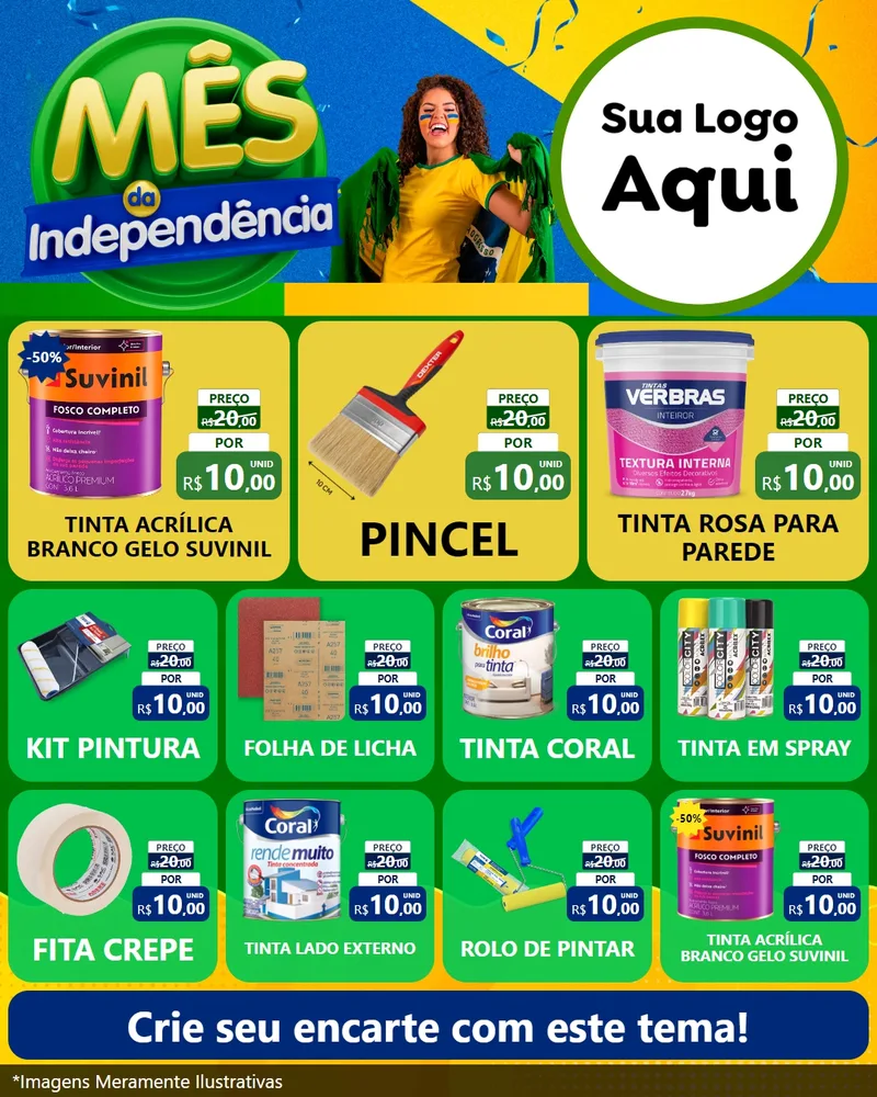 Modelo de Rede Social para Feed Instagram com o tema Mês da Independência para Tintas e Ferramentas
