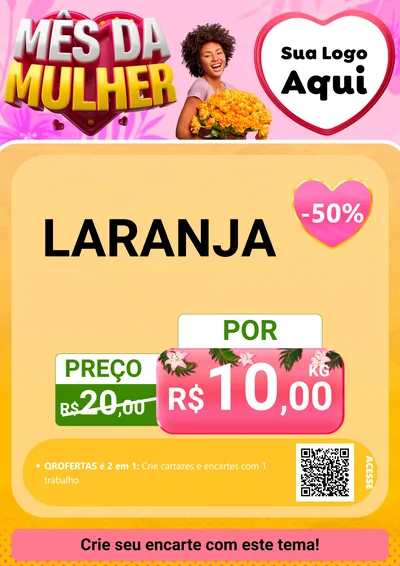 Modelo de Cartaz para Cartaz A4 Vertical com o tema Mês da Mulher para Hortifrúti