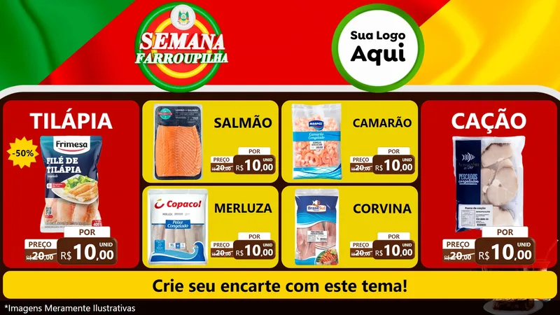 Modelo de TV para TV Horizontal com o tema Semana Farroupilha para Peixaria