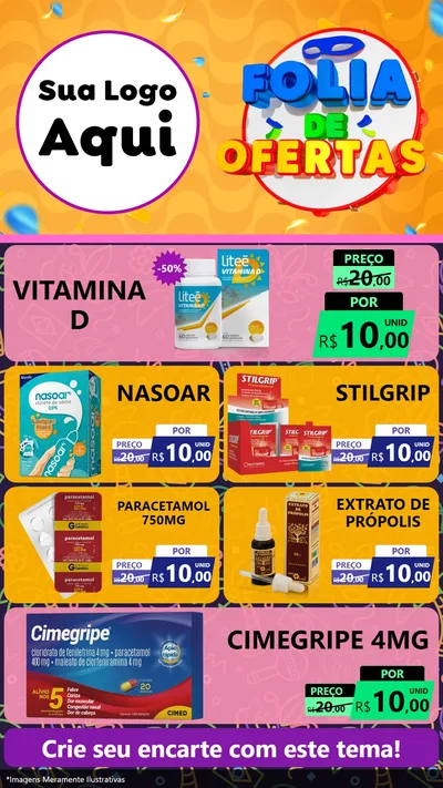Modelo de TV para TV Vertical com o tema Folia de Ofertas para Farmácia