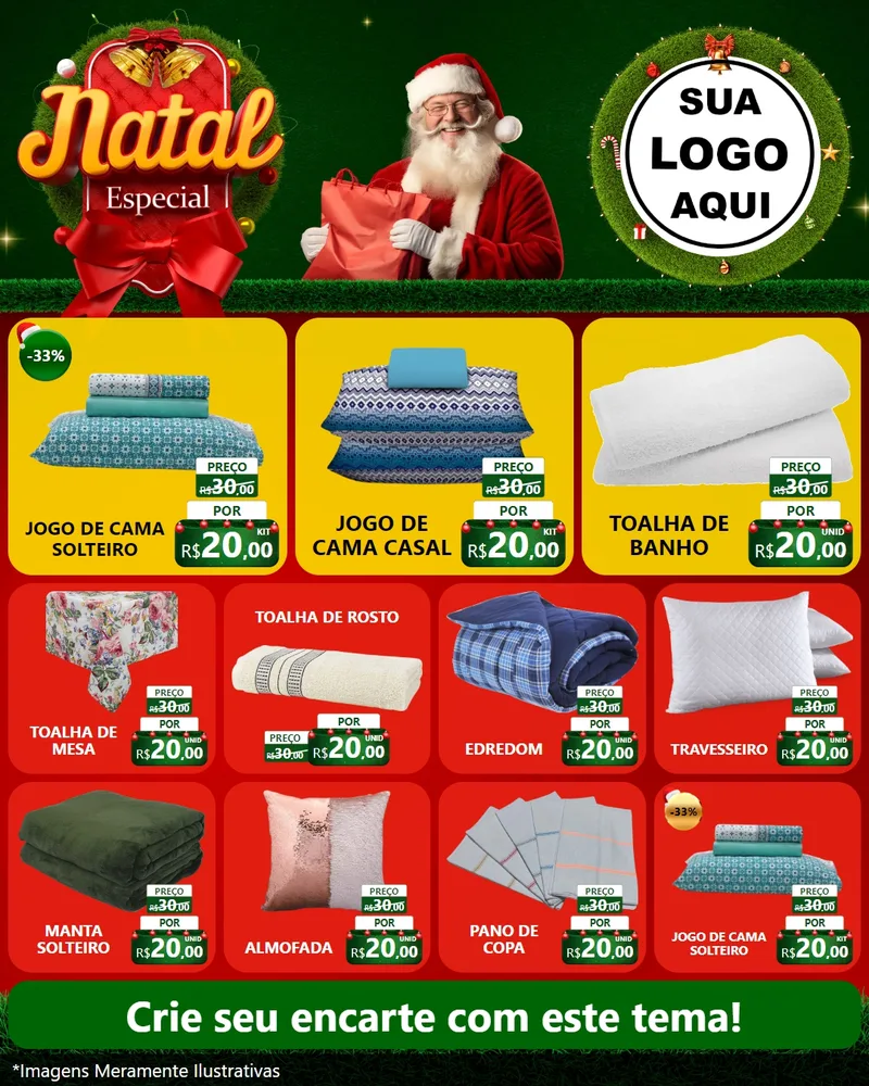 Modelo de Rede Social para Feed Instagram com o tema Natal Especial para Cama, Mesa e Banho