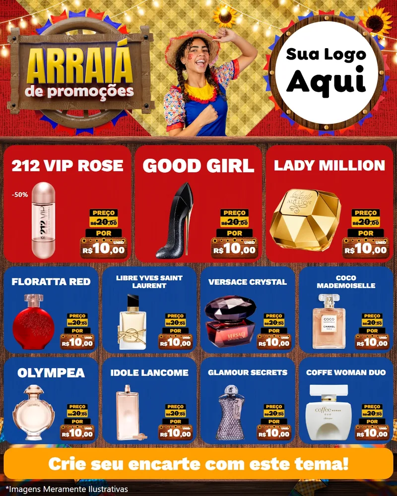 Modelo de Rede Social para Feed Instagram com o tema Arraiá de Promoções para Perfumes