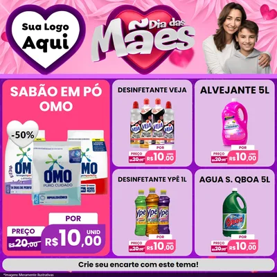 Modelo de Rede Social para Feed Facebook com o tema Dia das Mães para Produtos de Limpeza