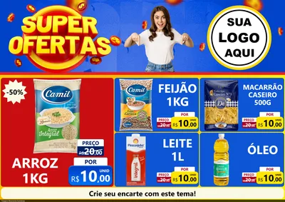 Modelo de Encarte para Encarte A4 Horizontal com o tema Super Ofertas para Supermercado