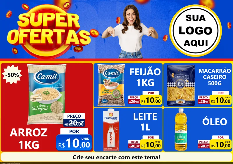 Modelo de Encarte para Encarte A4 Horizontal com o tema Super Ofertas para Supermercado