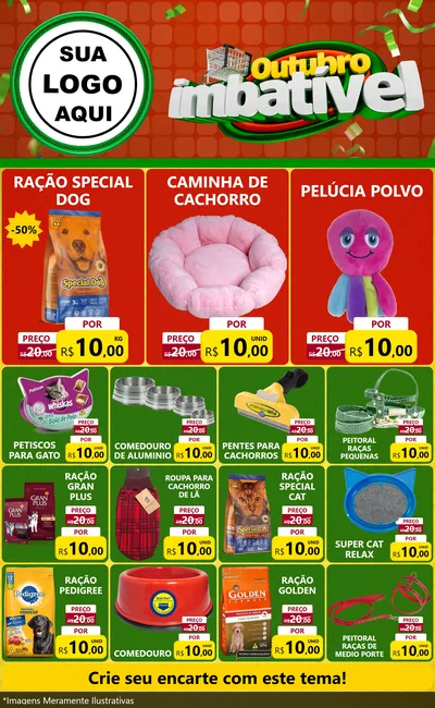 Modelo de Encarte para Encarte Grande com o tema Outubro Imbatível para Pet Shop