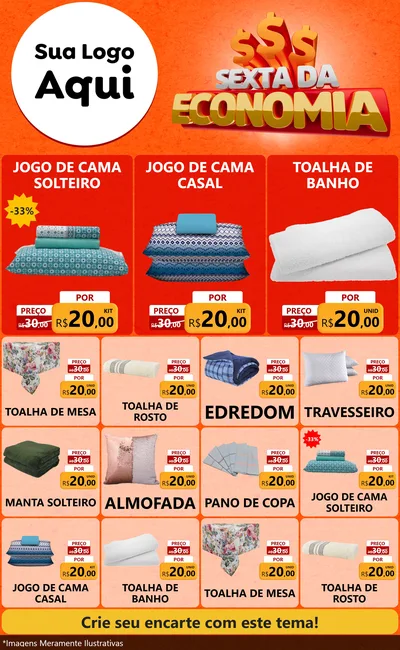 Modelo de Encarte para Encarte Grande com o tema Sexta da Economia para Cama, Mesa e Banho