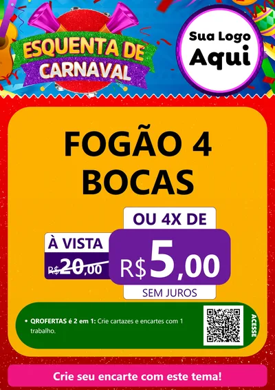 Modelo de Cartaz para Cartaz A4 Vertical com o tema Esquenta de Carnaval para Móveis e Eletro