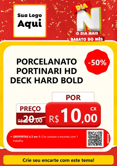 Modelo de Cartaz para Cartaz A4 Vertical com o tema Dia N o Dia Mais Barato do Mês para Pisos e revestimentos