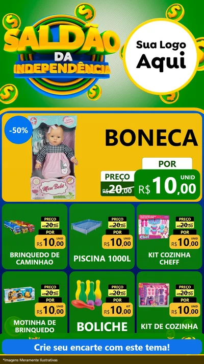 Modelo de Rede Social para Stories com o tema Saldão da Indepêndencia para Brinquedos