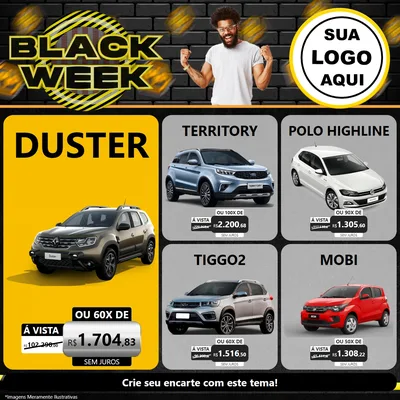 Modelo de Rede Social para Feed Facebook com o tema Black Week para Concessionaria de Carros