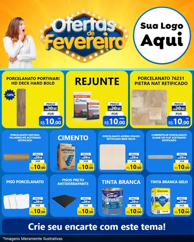 Modelo de Rede Social para Feed Instagram com o tema Ofertas de Fevereiro para Pisos e revestimentos