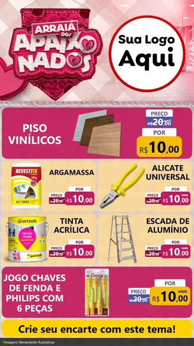 Modelo de TV para TV Vertical com o tema Arraiá dos Apaixonados - Junina para Material para Construção