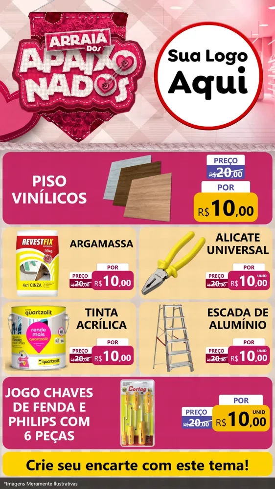 Modelo de TV para TV Vertical com o tema Arraiá dos Apaixonados - Junina para Material para Construção