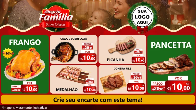 Modelo de TV para TV Horizontal com o tema Alegria Em Família - Super Ofertas para Assados