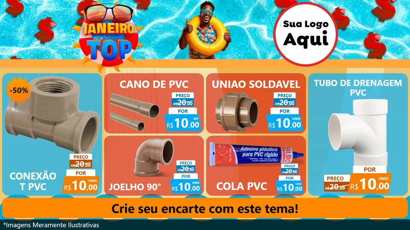 Modelo de TV para TV Horizontal com o tema Janeiro Top para Tubos e conexões