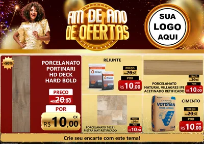 Modelo de Encarte para Encarte A4 Horizontal com o tema Fim de Ano de Ofertas para Pisos e revestimentos