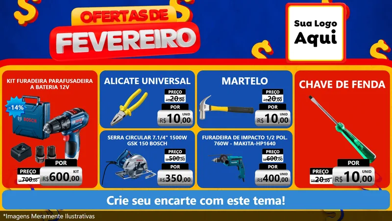 Modelo de TV para TV Horizontal com o tema Ofertas de Fevereiro para Maquinas e Ferramentas