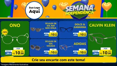 Modelo de TV para TV Horizontal com o tema Semana da Independência para Óticas