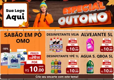 Modelo de Encarte para Encarte A4 Horizontal com o tema Especial Outono para Produtos de Limpeza