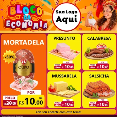 Modelo de Rede Social para Feed Facebook com o tema Bloco da Economia para Frios e Laticínios