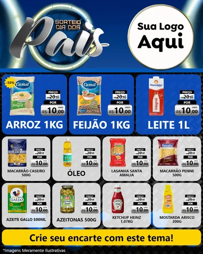 Modelo de Rede Social para Feed Instagram com o tema Sorteio Dia Dos Pais para Supermercado