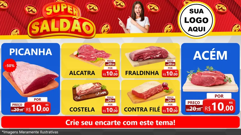 Modelo de TV para TV Horizontal com o tema Super Saldão para Açougue