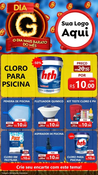 Modelo de Rede Social para Stories com o tema Dia G - O Dia Mais Barato Do Mês para Produtos para Piscina