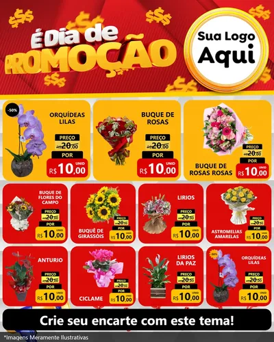 Modelo de Rede Social para Feed Instagram com o tema É Dia De Promoção para Floricultura e jardim