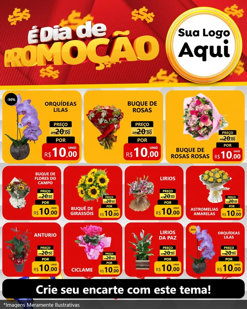 Modelo de Rede Social para Feed Instagram com o tema É Dia De Promoção para Floricultura e jardim