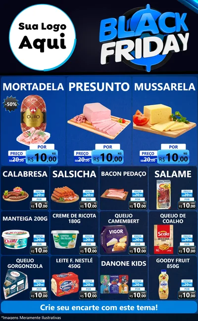 Modelo de Encarte para Encarte Grande com o tema Black Friday para Frios e Laticínios